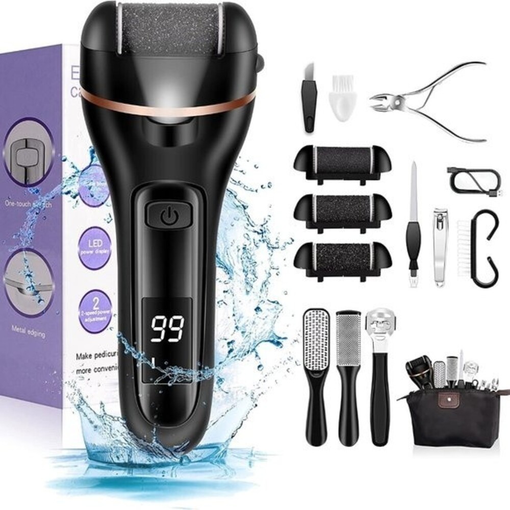 Electric Callus Remover Pedicure Kit 2 Speed Rechargeable NWT